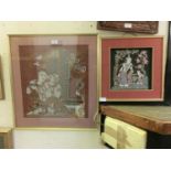 Two framed Tibetan prints on silk