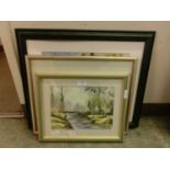 Three framed watercolours of countryside and river scenes signed H.Lyons