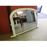 A white painted late 19th century over mantle mirror