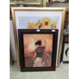 A framed and glazed print of Spanish dancer along with a framed and glazed Vincent Van Gogh '