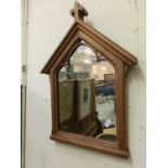 A pitch pine wall mirror