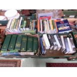 Four trays of hardback books on various subjects to include cookery, gardening, and fiction