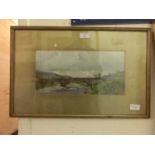 A framed and glazed watercolour of bridge scene signed H.L.Foster