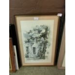 Three framed and glazed prints of buildings