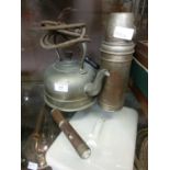 An old electric kettle together with a thermos flask and a torch, bygones only