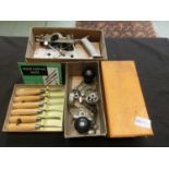 A boxed Stanley 71 plane together with a carving set and moulding planeNo plane marked 044, record