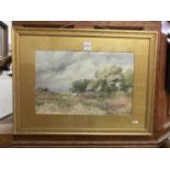 A framed and glazed watercolour of horse and cart through country scene signed A.Price