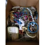 A box containing a quantity of costume jewellery