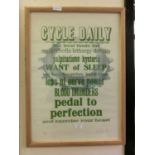 A framed and glazed poster titled 'Cycle Daily' signed bottom right