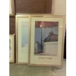 A selection of four large modern framed and glazed prints of various subjects