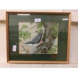 A framed and glazed watercolour of bird in treeDimensions of picture and frame: H: 32cmW: 40cm
