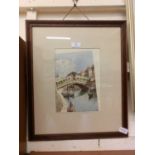 A framed and glazed watercolour of Venice scene