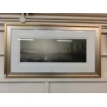 A modern gilt framed and glazed limited edition print of a foggy countryside scene no.359/495 signed