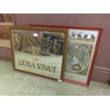 A Guinness Extra stout advertising mirror along with a map of the world