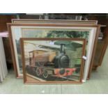 Four framed steam locomotive pictures to include photographs, Cuneo, Don Breckon