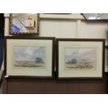 A pair of framed and glazed watercolours of countryside scenes, one signed Evans