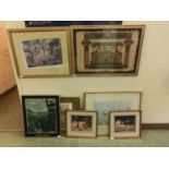 A quantity of framed, framed and glazed pictures, prints, etc to include papyrus, cats, windmills,