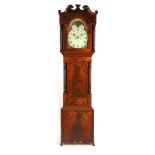 A 19th century mahogany long case clock time piece (no movement, changed to quartz movement), the