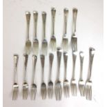 An assortment of Georgian and Victorian silver table and dessert forks. Various hallmarks. Approx