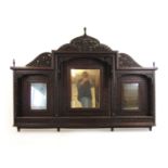 A 19th century Anglo-Indian carved and pierced teak over mantle mirror, h. 130 cm, l. 177 cmTwo