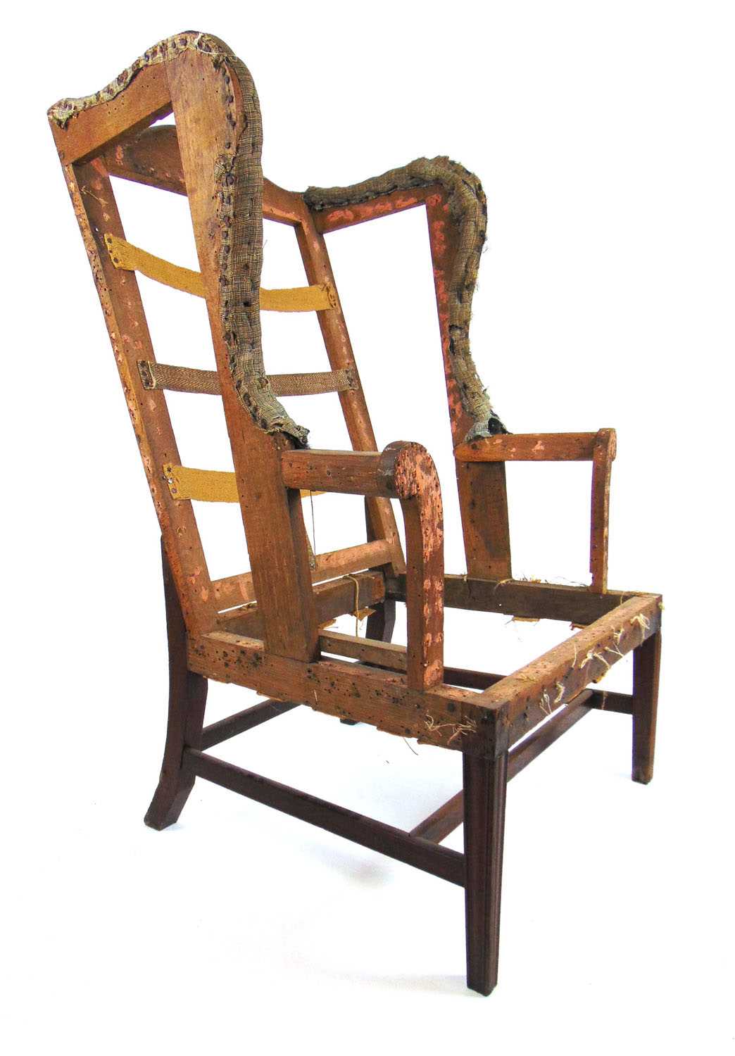 An 18th century mahogany and oak wing armchair frame, h. 120 cm, w. 80 cm, d. 80 cmNeeds - Image 2 of 2