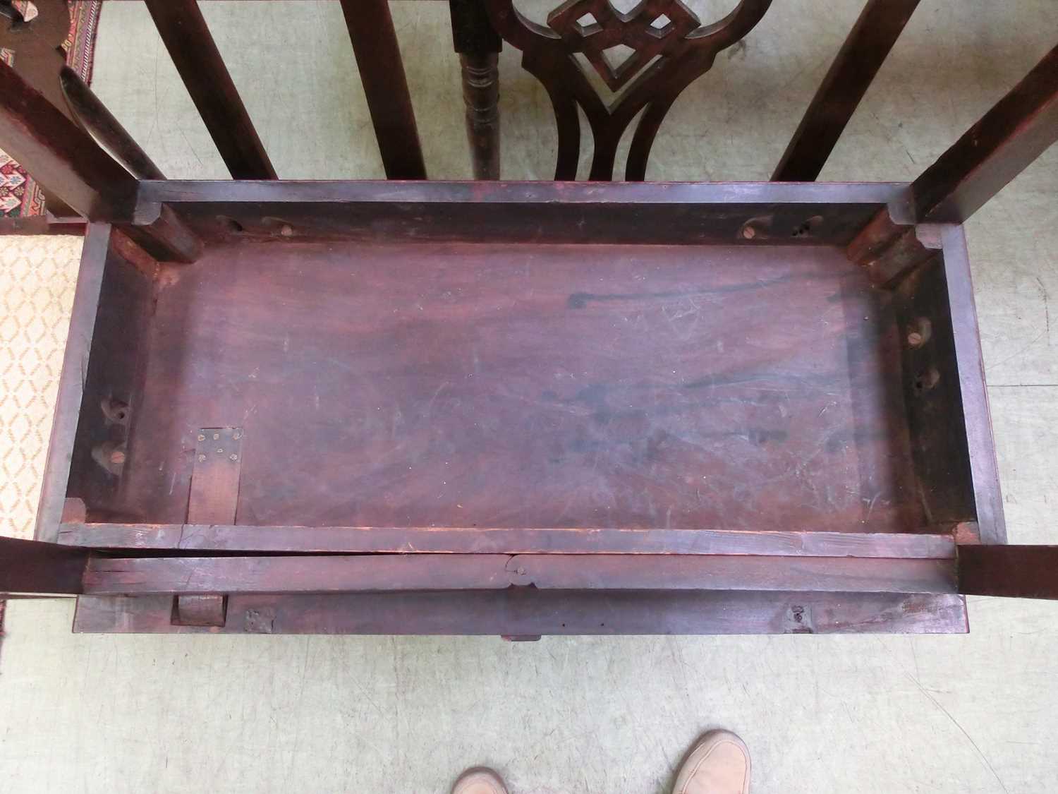 An 18th century mahogany card table, the fold over top supported on a single gate action on square - Image 5 of 14