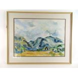 Gwilym Prichard (Welsh 1931-2015) mountain landscape signed watercolour 53 cm x 73 cm