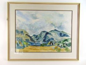Gwilym Prichard (Welsh 1931-2015) mountain landscape signed watercolour 53 cm x 73 cm