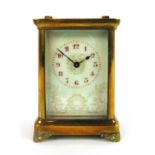 An early 20th century French brass and five beveled glass carriage clock, h. 14 cnNot in working