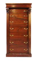 A Victorian rosewood secretaire Wellington chest, the top over single drawer and secretaire drawer
