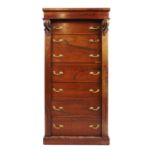 A Victorian rosewood secretaire Wellington chest, the top over single drawer and secretaire drawer