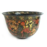 A large Kashmir papier mache work bowl with polychrome painted floral decoration, h. 19.5 cm, dia.