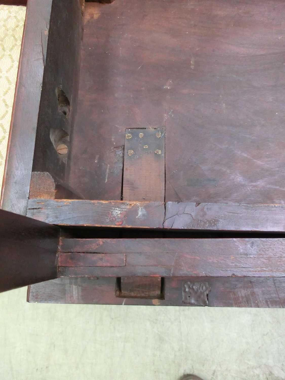 An 18th century mahogany card table, the fold over top supported on a single gate action on square - Image 8 of 14