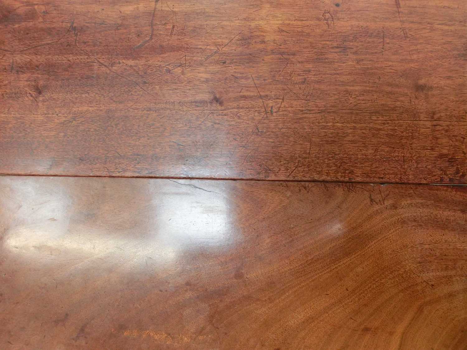 An early 19th century and later mahogany extending dining table, the two D-ends on turned legs - Image 8 of 16