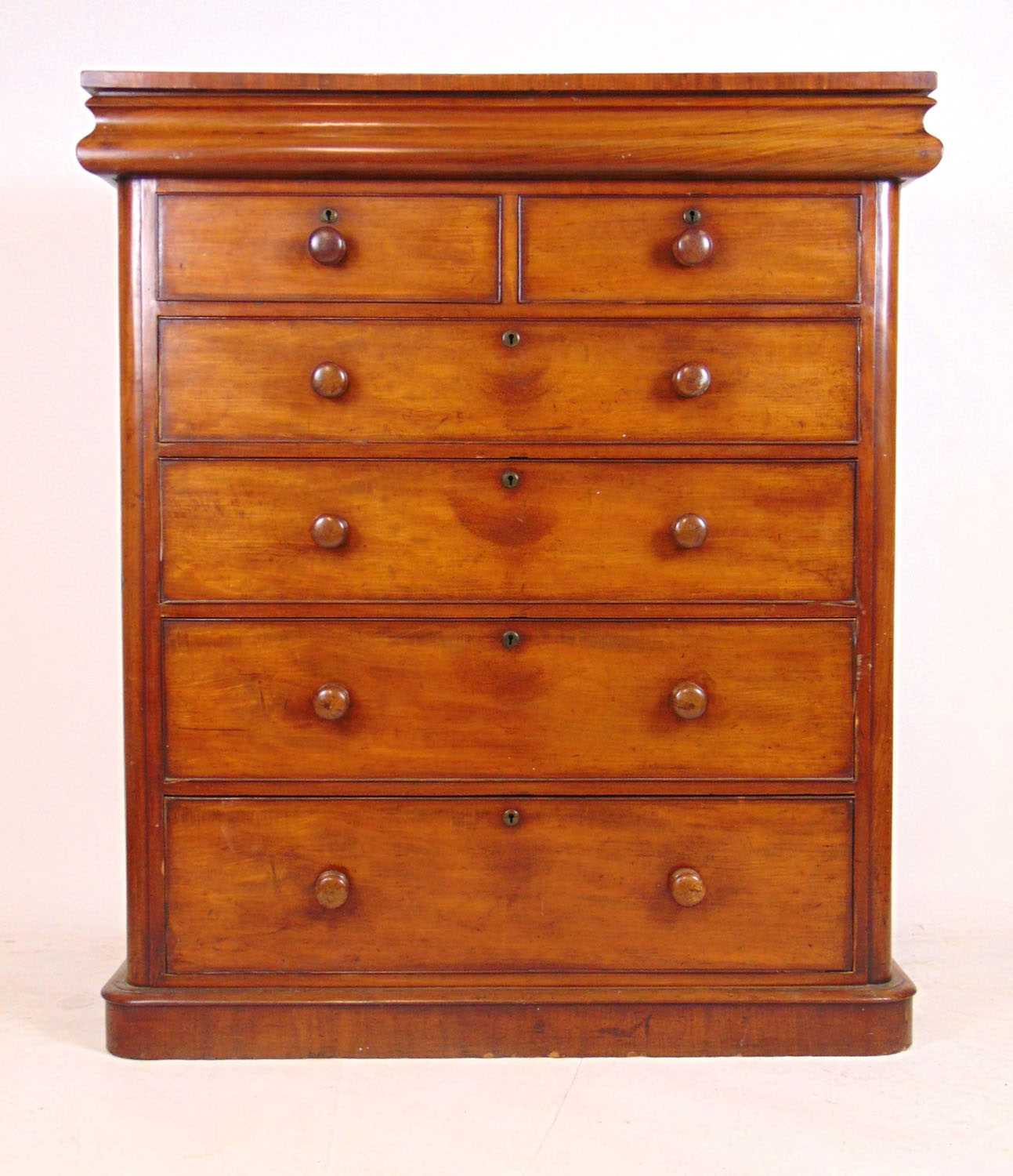 A 19th century mahogany chest of drawers, the top over single frieze drawer above two short and four - Image 2 of 2