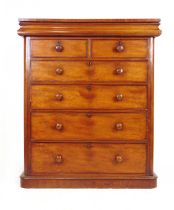 A 19th century mahogany chest of drawers, the top over single frieze drawer above two short and four
