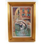 John Neale (British, contemporary)Venetian scene with gondolasignedoil on board59 cm x 37 cm