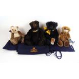 Cotswold Bear Co. - four bagged limited edition bears including 'Huxley' 78/100, 'Hogarth' 91/