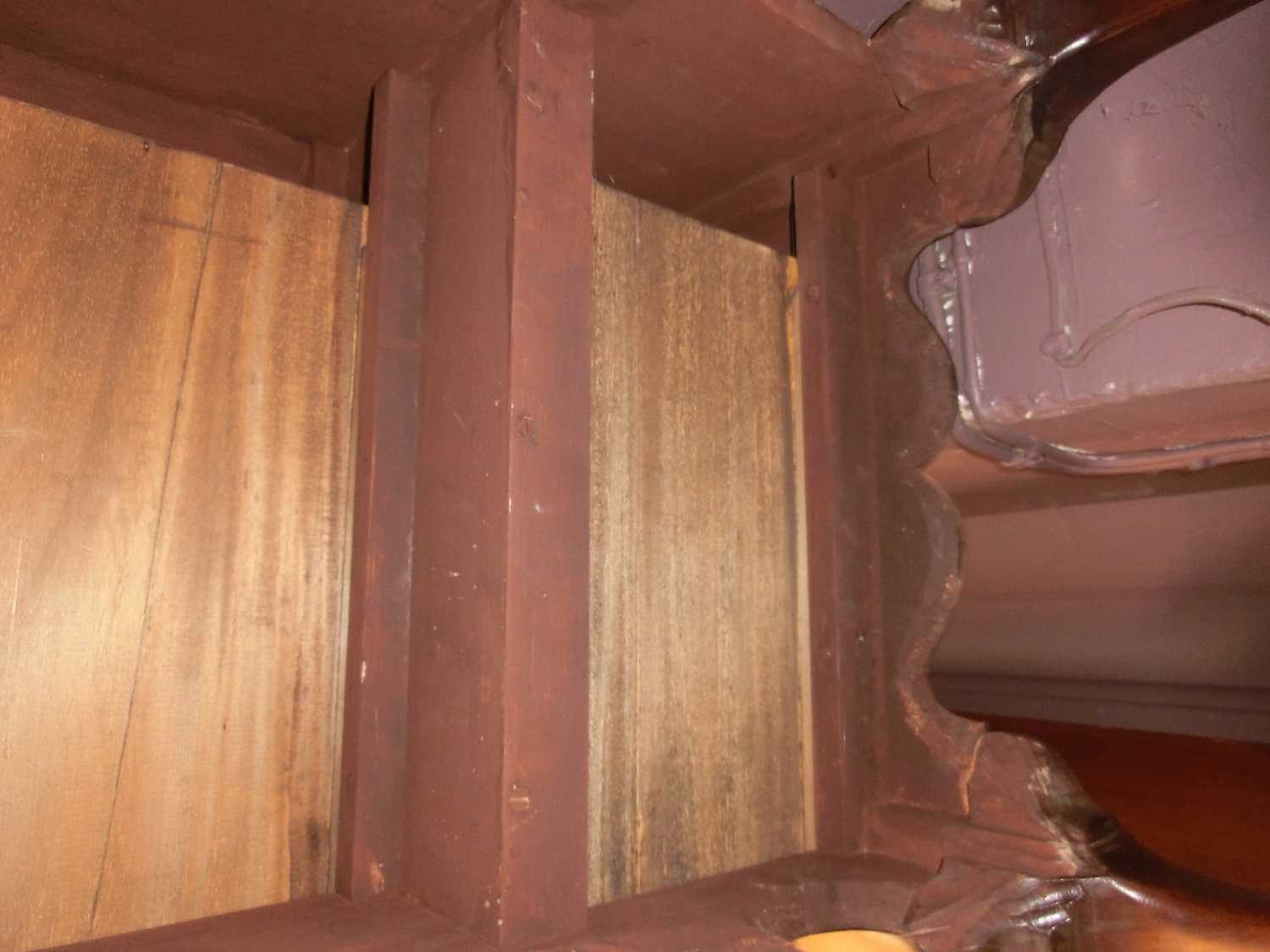 An 18th century and later mahogany chest on stand, the cavetto cornice over two short and three long - Image 9 of 18