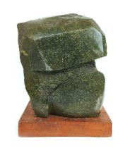 Chris Lane (Mid-20th century),'Torso',Abstract stone sculpture on wooden base,Signed under base.