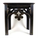 A late 19th century ebonized and parcel gilt occasional table, the moulded top over the pierced