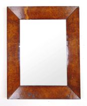 A 19th century pollard oak framed mirror, h. 55 cm, w. 43 cmLater plate.
