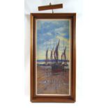 John Neale (British, contemporary)sailing vessels on beachsignedoil on board100 cm x 45 cm