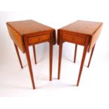 A pair of 18th century and later satinwood drop leaf side tables, the tops over single drawer on