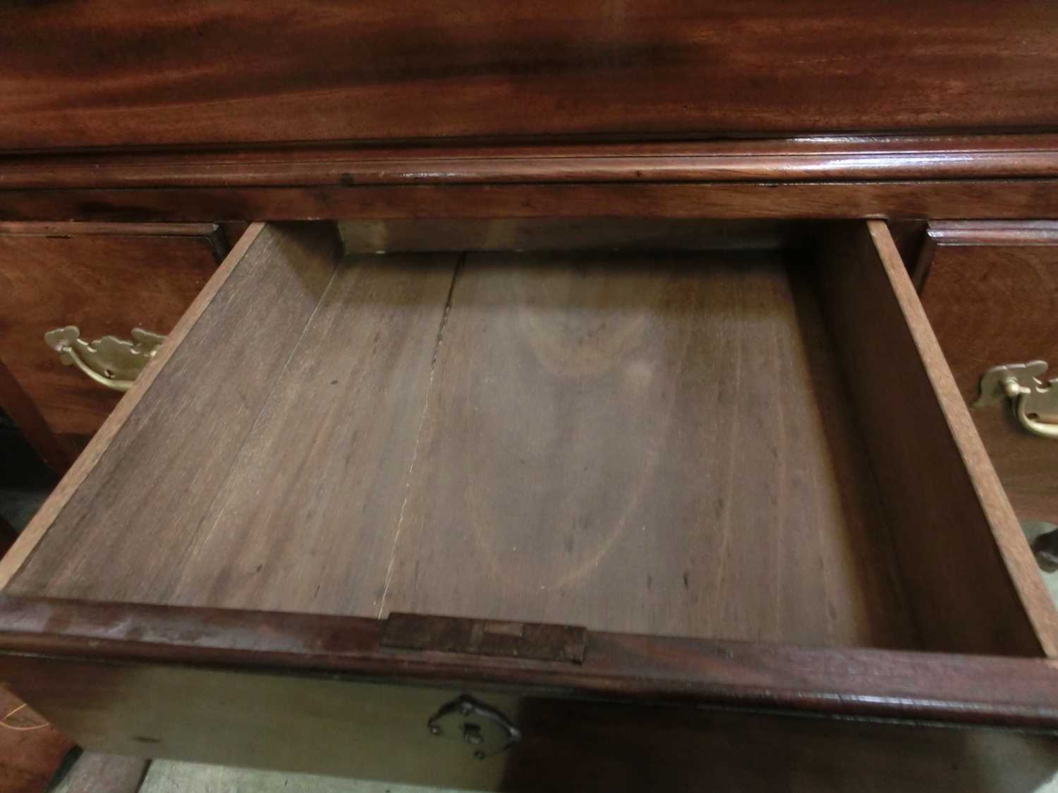 An 18th century and later mahogany chest on stand, the cavetto cornice over two short and three long - Image 5 of 18