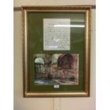 A framed and glazed Russell Flint print with a printed letter from Sir William Russell Flint