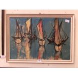 A mid-20th century print of sailing vessels