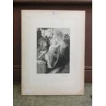 An unframed etching of Madonna and Jesus signed bottom right