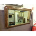 An Edwardian walnut and parquetry banded over mantle mirror