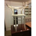 A part painted bentwood style open armchair
